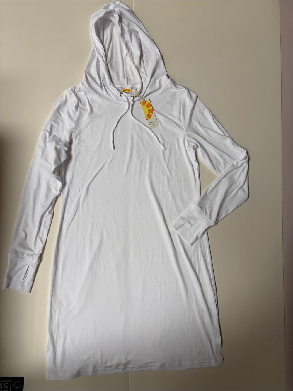 C&C California White Long-Sleeve Hoodie Dress